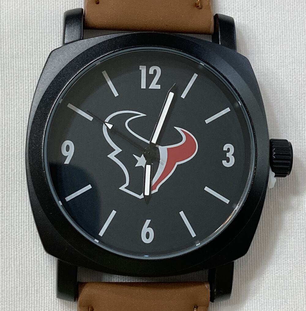 Houston Texans Men's Sparo The Knight Series Brown Leather Strap Watch